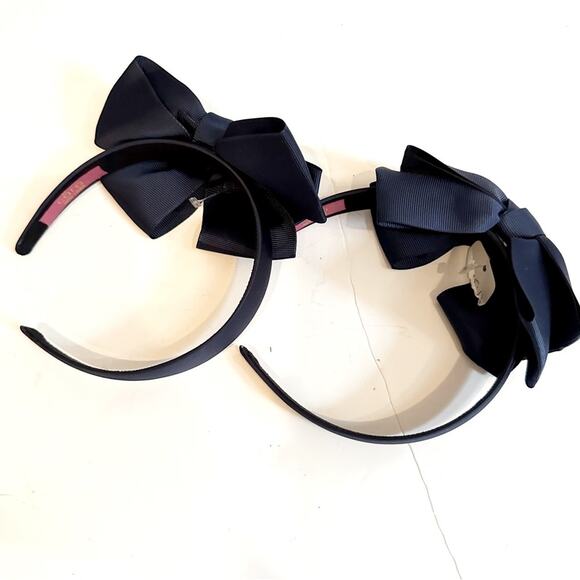 Cara New York NY Bow headband Navy Blue Set of 2 Hair Accessory Preppy - Picture 1 of 9